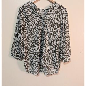 Jachs Girlfriend New York | Green and White Blouse | Size M